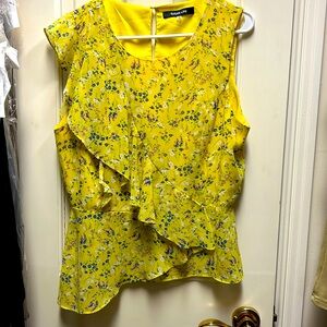 Yellow print blouse, size L
